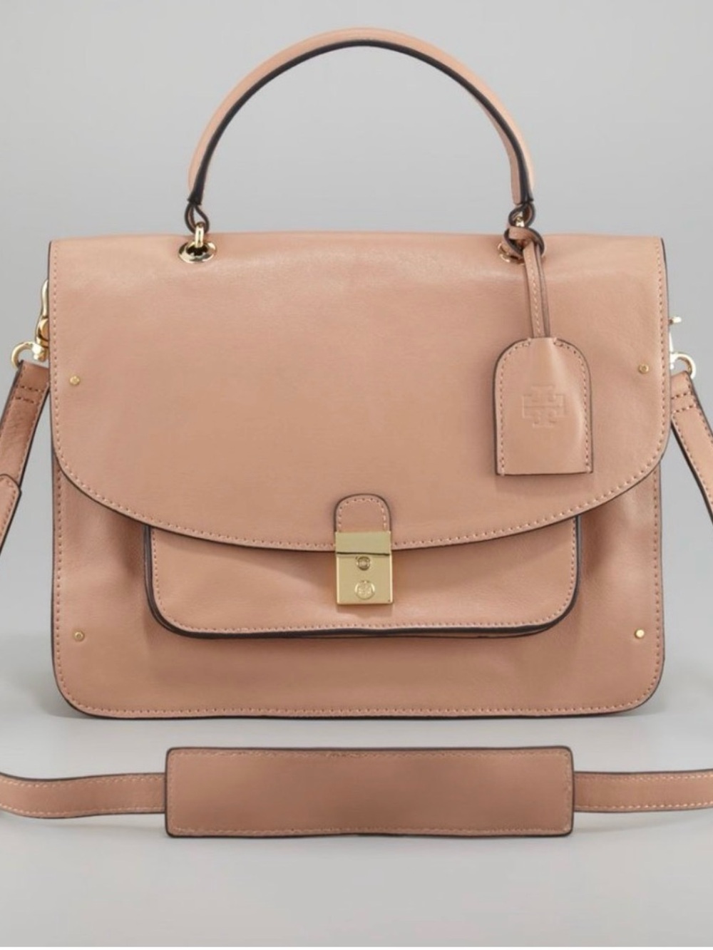 Leather Top-Handle Satchel in Blush Pink